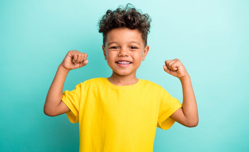 Small boy in good mood